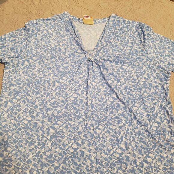 Ruby Rd. 3/4 Sleeve Embellished V-Neck Knot Top - Picture 1 of 8